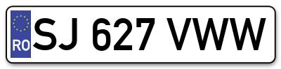 Placuta inmatriculare numar auto  SJ-627-VWW, SJ 627 VWW, SJ627VWW
