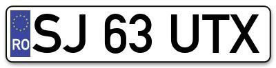 Placuta inmatriculare numar auto  SJ-63-UTX, SJ 63 UTX, SJ63UTX