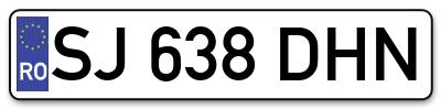 Placuta inmatriculare numar auto  SJ-638-DHN, SJ 638 DHN, SJ638DHN