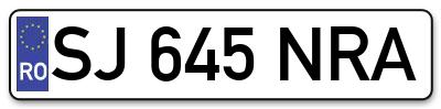 Placuta inmatriculare numar auto  SJ-645-NRA, SJ 645 NRA, SJ645NRA