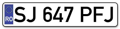 Placuta inmatriculare numar auto  SJ-647-PFJ, SJ 647 PFJ, SJ647PFJ