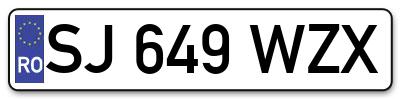 Placuta inmatriculare numar auto  SJ-649-WZX, SJ 649 WZX, SJ649WZX