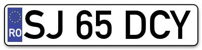 Placuta inmatriculare numar auto  SJ-65-DCY, SJ 65 DCY, SJ65DCY