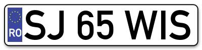 Placuta inmatriculare numar auto  SJ-65-WIS, SJ 65 WIS, SJ65WIS