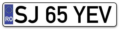 Placuta inmatriculare numar auto  SJ-65-YEV, SJ 65 YEV, SJ65YEV