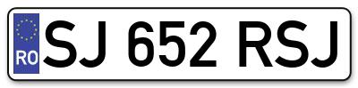 Placuta inmatriculare numar auto  SJ-652-RSJ, SJ 652 RSJ, SJ652RSJ
