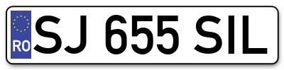 Placuta inmatriculare numar auto  SJ-655-SIL, SJ 655 SIL, SJ655SIL