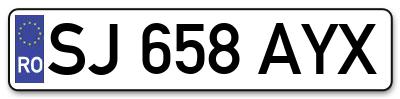 Placuta inmatriculare numar auto  SJ-658-AYX, SJ 658 AYX, SJ658AYX