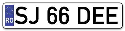Placuta inmatriculare numar auto  SJ-66-DEE, SJ 66 DEE, SJ66DEE