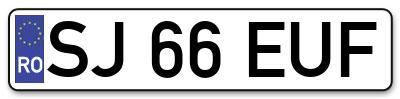Placuta inmatriculare numar auto  SJ-66-EUF, SJ 66 EUF, SJ66EUF