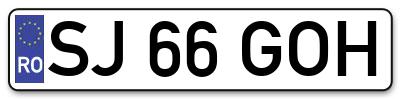 Placuta inmatriculare numar auto  SJ-66-GOH, SJ 66 GOH, SJ66GOH