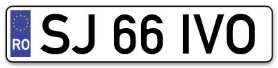 Placuta inmatriculare numar auto  SJ-66-IVO, SJ 66 IVO, SJ66IVO