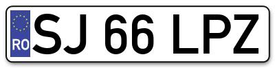Placuta inmatriculare numar auto  SJ-66-LPZ, SJ 66 LPZ, SJ66LPZ