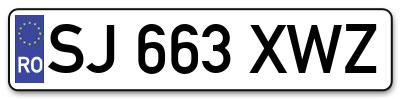 Placuta inmatriculare numar auto  SJ-663-XWZ, SJ 663 XWZ, SJ663XWZ
