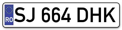 Placuta inmatriculare numar auto  SJ-664-DHK, SJ 664 DHK, SJ664DHK