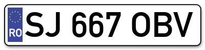Placuta inmatriculare numar auto  SJ-667-OBV, SJ 667 OBV, SJ667OBV