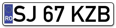 Placuta inmatriculare numar auto  SJ-67-KZB, SJ 67 KZB, SJ67KZB