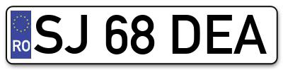 Placuta inmatriculare numar auto  SJ-68-DEA, SJ 68 DEA, SJ68DEA