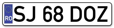 Placuta inmatriculare numar auto  SJ-68-DOZ, SJ 68 DOZ, SJ68DOZ