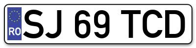 Placuta inmatriculare numar auto  SJ-69-TCD, SJ 69 TCD, SJ69TCD