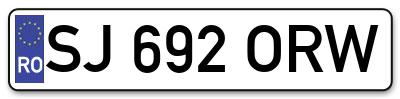 Placuta inmatriculare numar auto  SJ-692-ORW, SJ 692 ORW, SJ692ORW