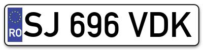 Placuta inmatriculare numar auto  SJ-696-VDK, SJ 696 VDK, SJ696VDK