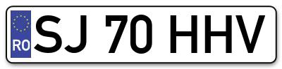 Placuta inmatriculare numar auto  SJ-70-HHV, SJ 70 HHV, SJ70HHV