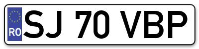Placuta inmatriculare numar auto  SJ-70-VBP, SJ 70 VBP, SJ70VBP