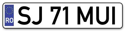 Placuta inmatriculare numar auto  SJ-71-MUI, SJ 71 MUI, SJ71MUI