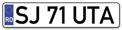 Placuta inmatriculare numar auto  SJ-71-UTA, SJ 71 UTA, SJ71UTA