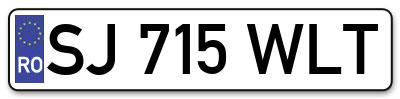 Placuta inmatriculare numar auto  SJ-715-WLT, SJ 715 WLT, SJ715WLT
