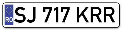 Placuta inmatriculare numar auto  SJ-717-KRR, SJ 717 KRR, SJ717KRR