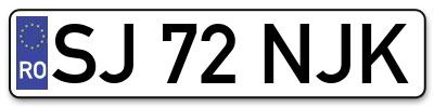Placuta inmatriculare numar auto  SJ-72-NJK, SJ 72 NJK, SJ72NJK