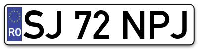 Placuta inmatriculare numar auto  SJ-72-NPJ, SJ 72 NPJ, SJ72NPJ