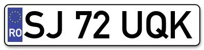 Placuta inmatriculare numar auto  SJ-72-UQK, SJ 72 UQK, SJ72UQK