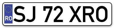 Placuta inmatriculare numar auto  SJ-72-XRO, SJ 72 XRO, SJ72XRO