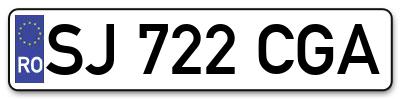 Placuta inmatriculare numar auto  SJ-722-CGA, SJ 722 CGA, SJ722CGA