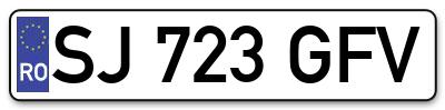 Placuta inmatriculare numar auto  SJ-723-GFV, SJ 723 GFV, SJ723GFV
