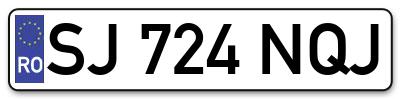 Placuta inmatriculare numar auto  SJ-724-NQJ, SJ 724 NQJ, SJ724NQJ