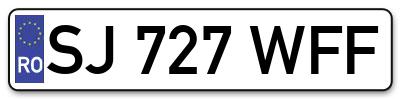 Placuta inmatriculare numar auto  SJ-727-WFF, SJ 727 WFF, SJ727WFF