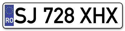 Placuta inmatriculare numar auto  SJ-728-XHX, SJ 728 XHX, SJ728XHX