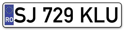 Placuta inmatriculare numar auto  SJ-729-KLU, SJ 729 KLU, SJ729KLU