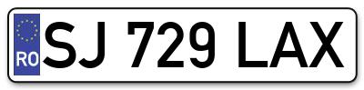 Placuta inmatriculare numar auto  SJ-729-LAX, SJ 729 LAX, SJ729LAX
