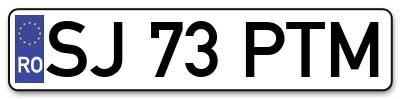 Placuta inmatriculare numar auto  SJ-73-PTM, SJ 73 PTM, SJ73PTM