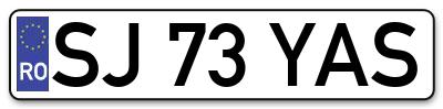 Placuta inmatriculare numar auto  SJ-73-YAS, SJ 73 YAS, SJ73YAS