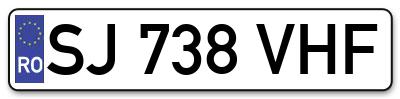 Placuta inmatriculare numar auto  SJ-738-VHF, SJ 738 VHF, SJ738VHF