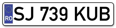 Placuta inmatriculare numar auto  SJ-739-KUB, SJ 739 KUB, SJ739KUB