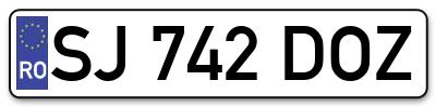 Placuta inmatriculare numar auto  SJ-742-DOZ, SJ 742 DOZ, SJ742DOZ