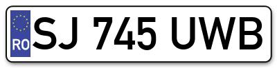 Placuta inmatriculare numar auto  SJ-745-UWB, SJ 745 UWB, SJ745UWB