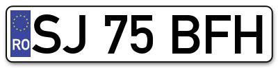 Placuta inmatriculare numar auto  SJ-75-BFH, SJ 75 BFH, SJ75BFH